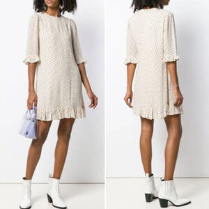 GANNI Elm Polka Dot Georgette Dress